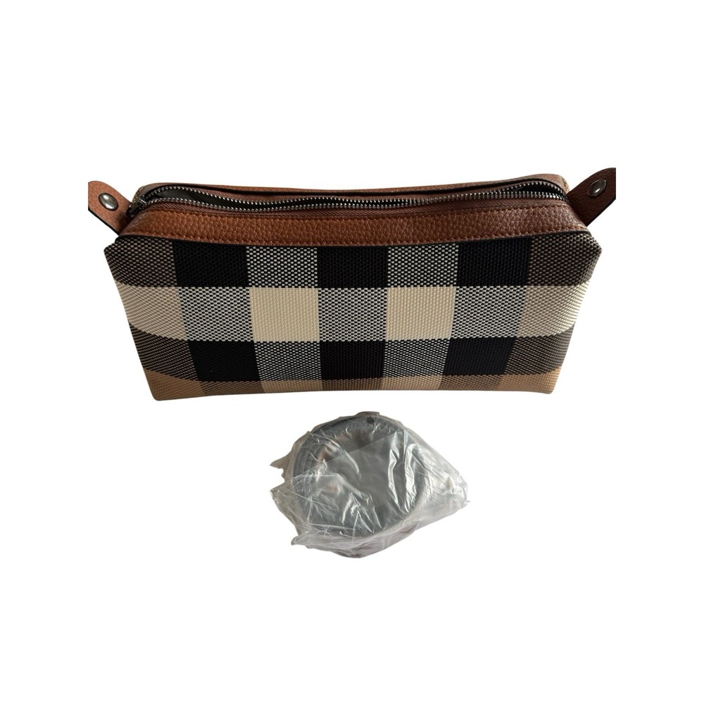 New Saint Armont Beige Brown Plaid Handbag/shoulderbag - Picture 5 of 11